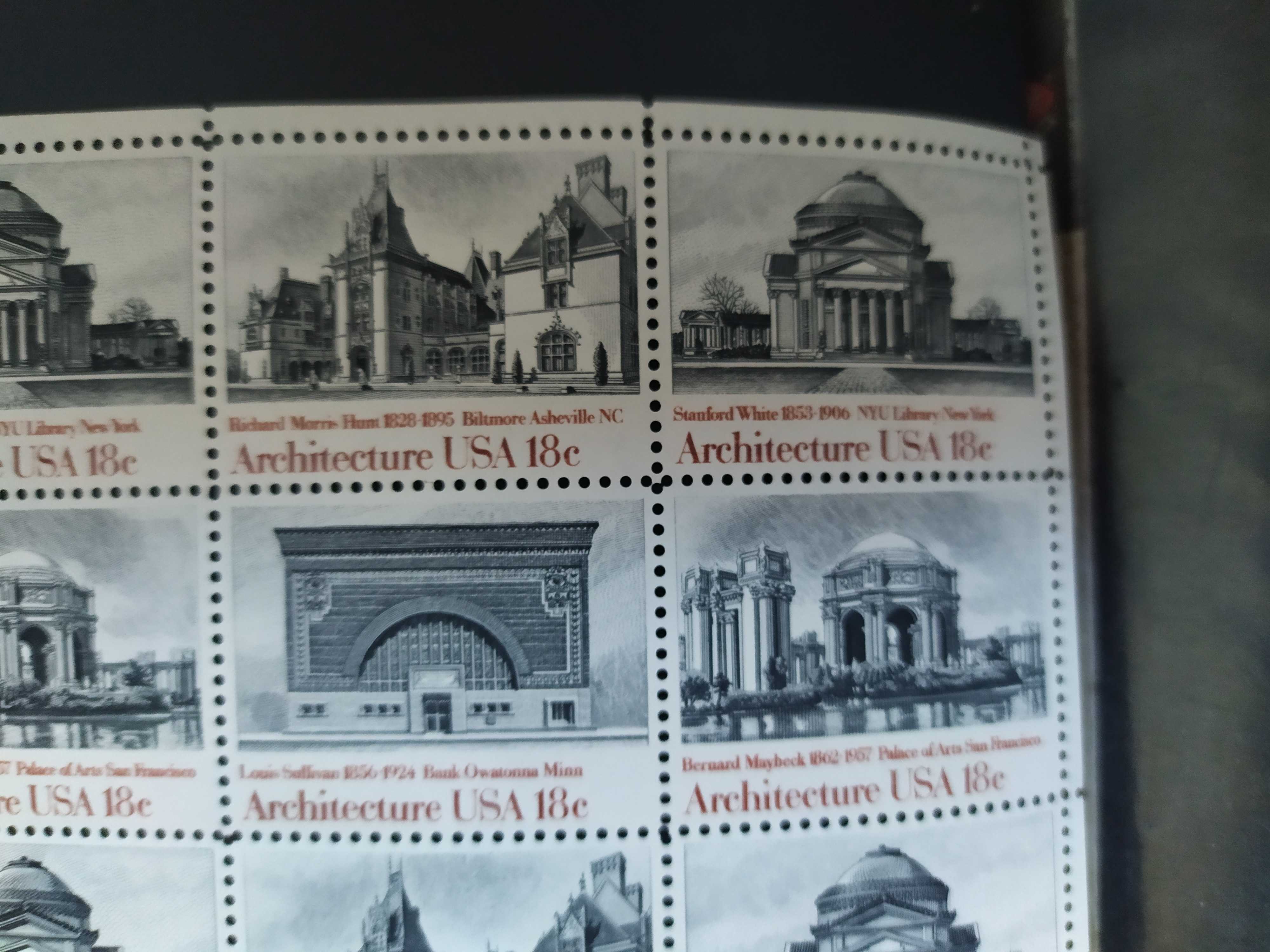 美国1981年图书馆旧金山银行大厦美术宫建筑邮票4连全新(直角边)