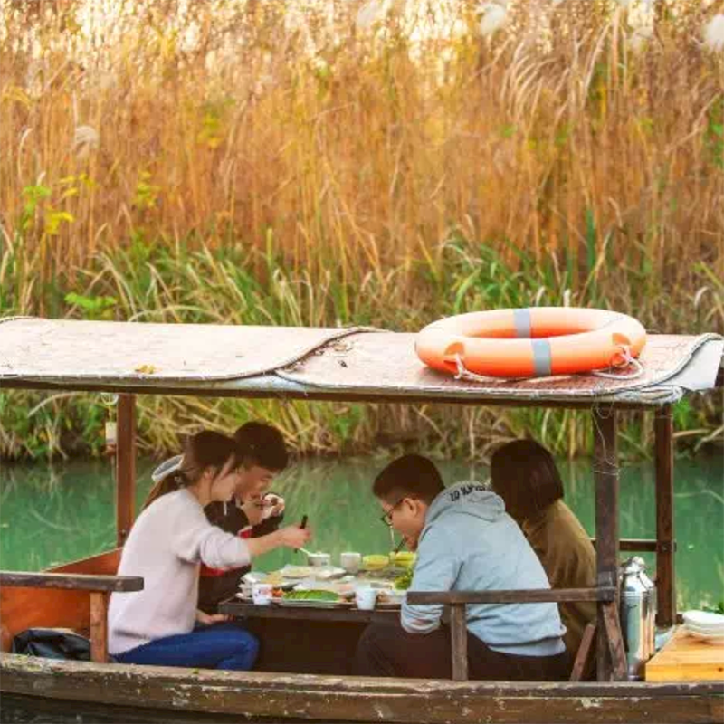 杭州西溪湿地门票+1.5小时摇橹船+西湖龙井茶点 卧水问茶套餐