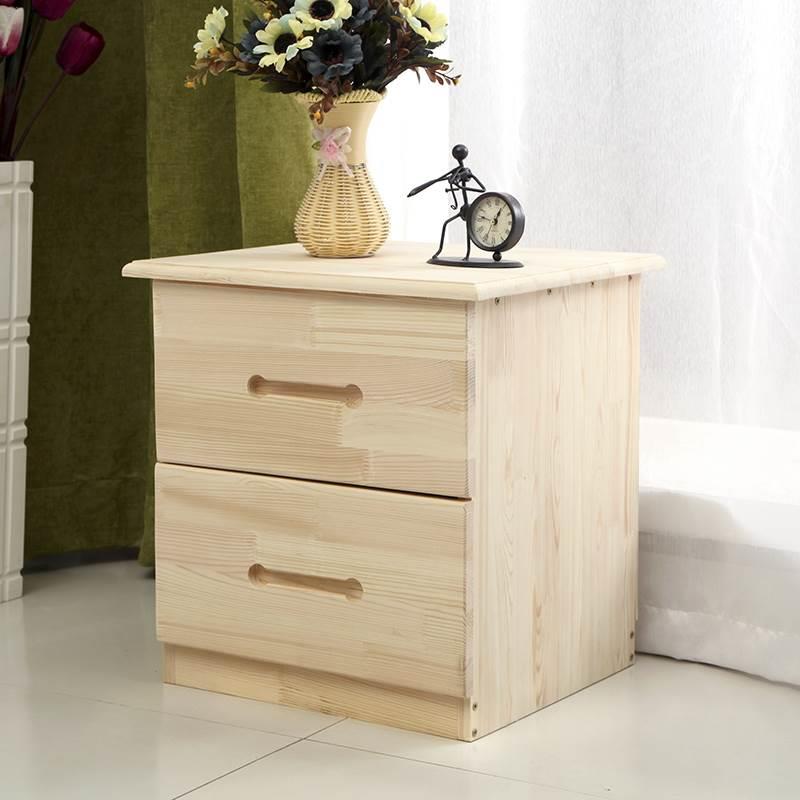 松木组装床头柜简易纯实木卧室柜推拉式收纳柜多功能储物柜经济型