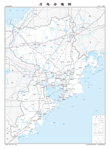 青岛市交通地图交通水系地形河流行政区划湖泊旅游铁路山峰卫星村