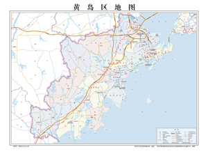青岛市地图打印定制行政区划水系交通地形卫星流域小区村界旅游铁