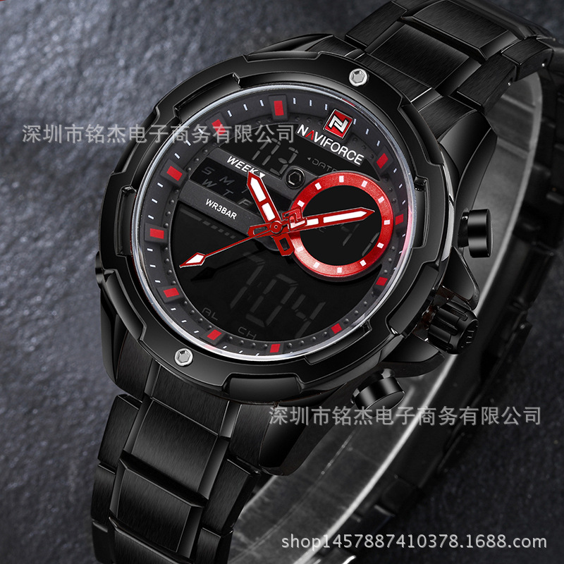 新款 士双显多功能领翔9120手表 运动圆形电子夜光普通国产腕表