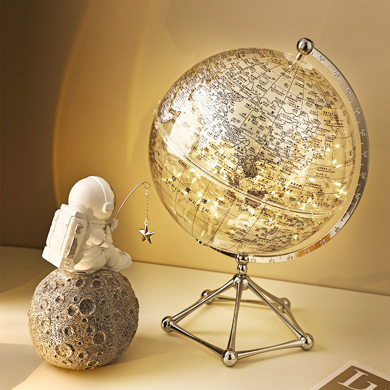贝汉美创意透明地球仪摆件轻奢家居客厅电视柜酒柜装饰品
