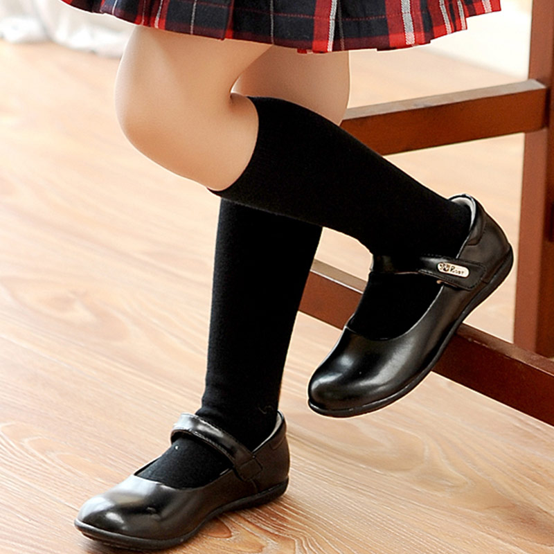 卷卷毛班服儿童袜白色黑色女童装中筒袜高筒袜小学生校服女生袜子