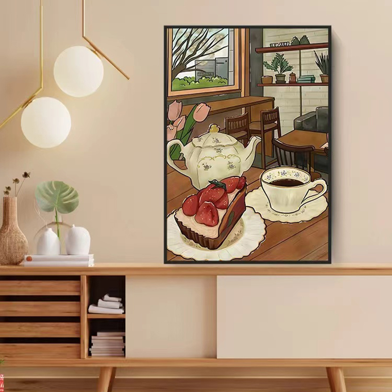 日式原木风装饰画咖啡厅餐厅吧台小资情调挂画美式厨房餐边柜摆画