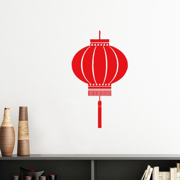 中国灯笼红色传统纹样墙贴壁纸房间贴花