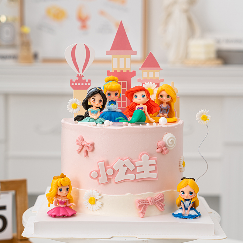 女生蛋糕装饰可爱小公主小女孩摆件儿童生日派对卡通梦幻城堡插牌