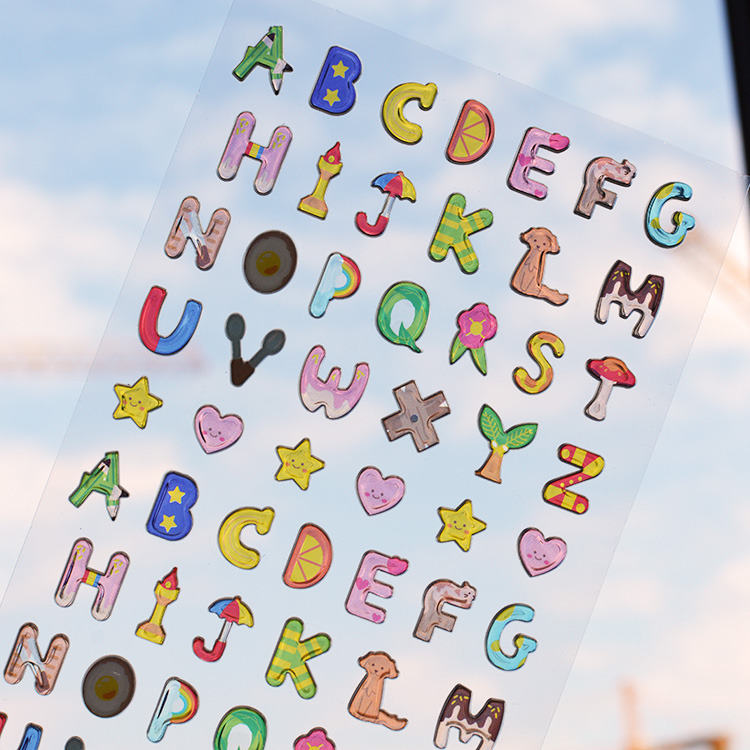英文字母数字韩国funny贴纸手帐账手机立体滴胶卡通可爱装饰贴画