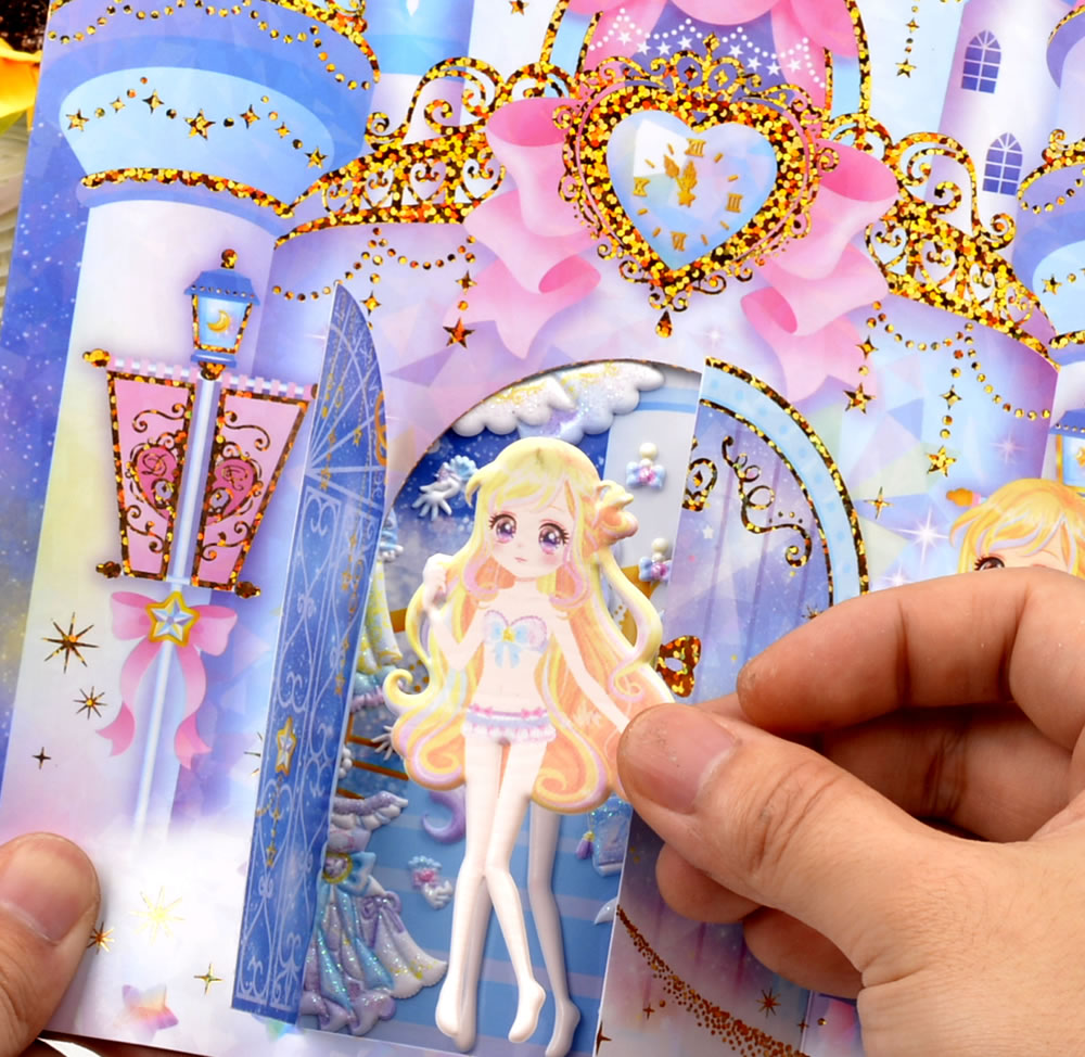 梦幻城堡换装公主贴纸小女孩换衣服儿童可爱卡通芭比立体泡泡贴画
