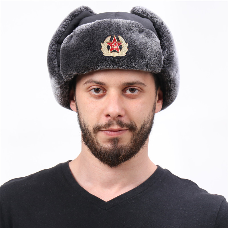 徽章雷锋帽苏联红军镰刀和锤子摆件男女户外帽加厚护耳保暖帽
