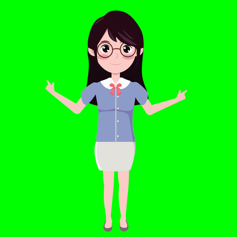 MG女性卡通角色主持人讲解员 绿底剪映能用 赠MOV透明