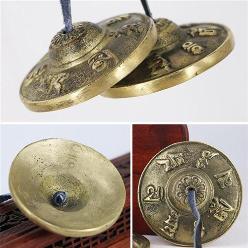 速发1 Pair Yoga Cymbals Brass Cymbal Bell Chimes Tibetan