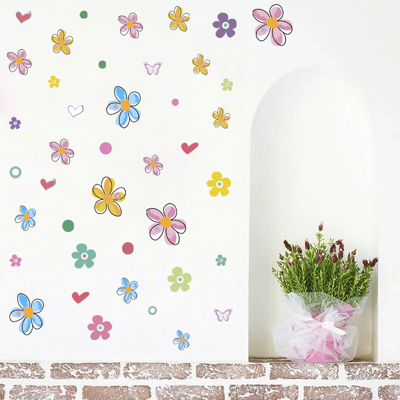 创意简约清新家用卧室墙面装饰贴纸遮挡补洞墙贴花卉花朵墙上贴画