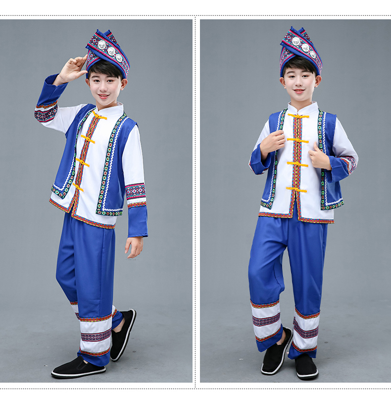 儿童苗族民族舞蹈演出服少数民族拉祜族傣族壮族葫芦丝表演服
