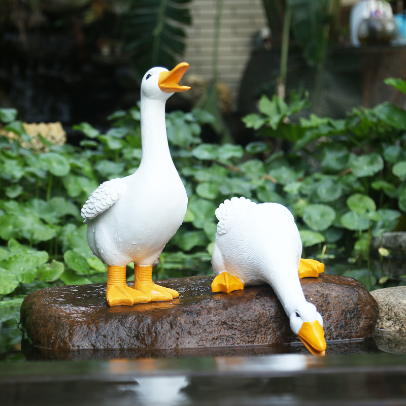 仿真小白鸭子动物摆件花园庭院盆栽假山水景造景微景观装饰工艺品