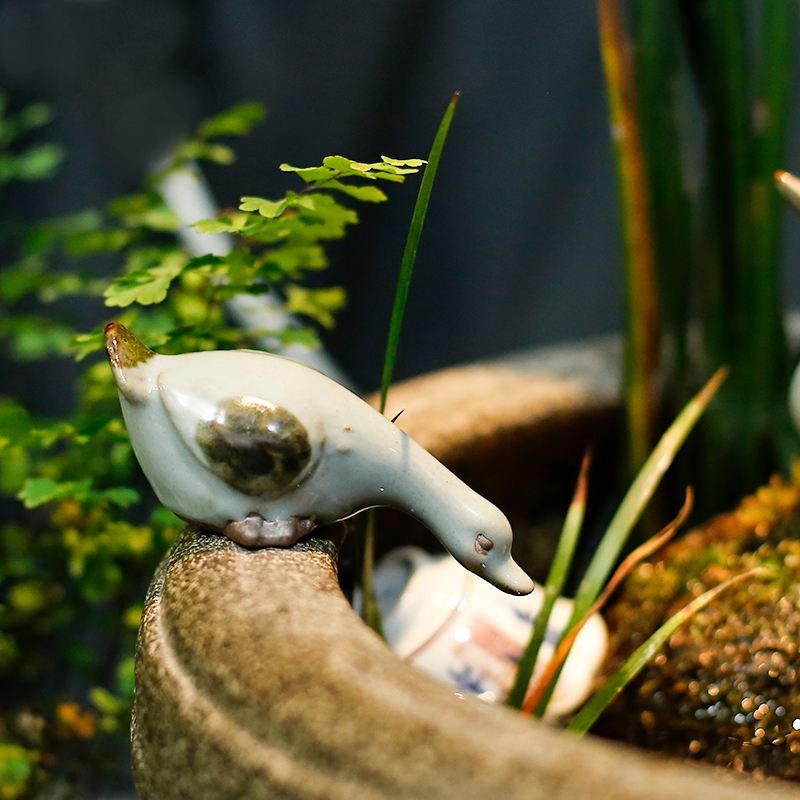 陶瓷小鸭子鱼缸装饰品动物摆件花园庭院盆栽假山造景微景观茶桌池
