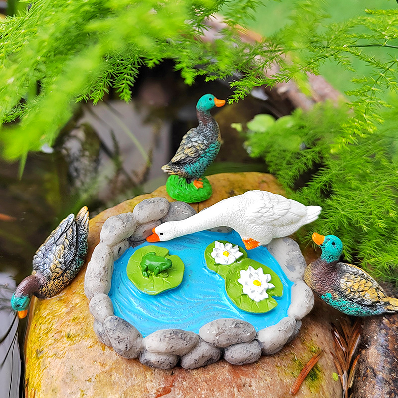 迷你仿真小水池荷塘池塘微景观摆件假山鱼缸diy沙盘盆栽造景装饰