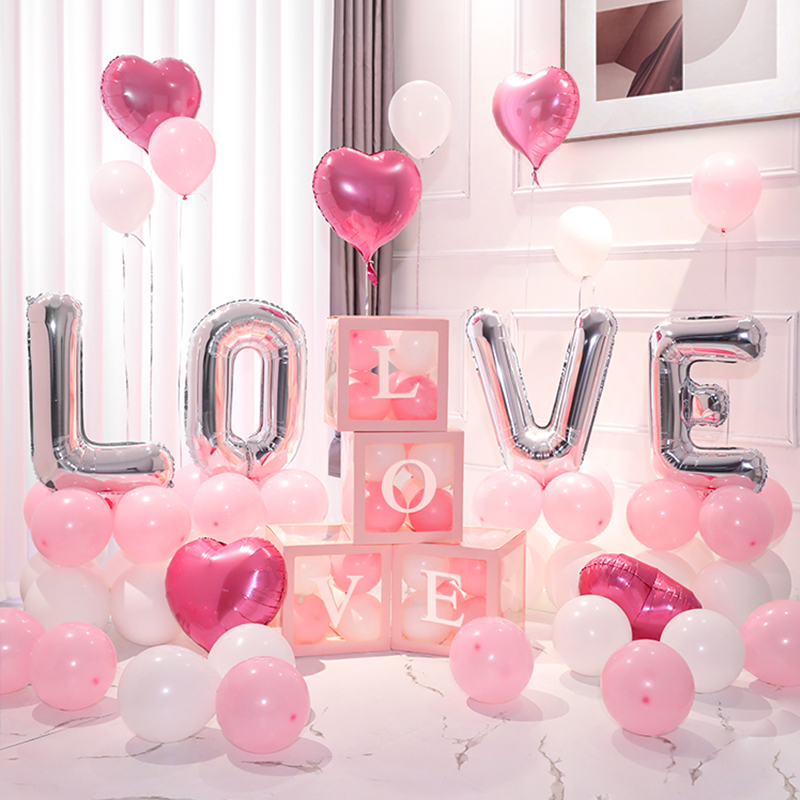 520情人节结订婚礼装饰气球love表白浪漫求婚房场景背景布置道具