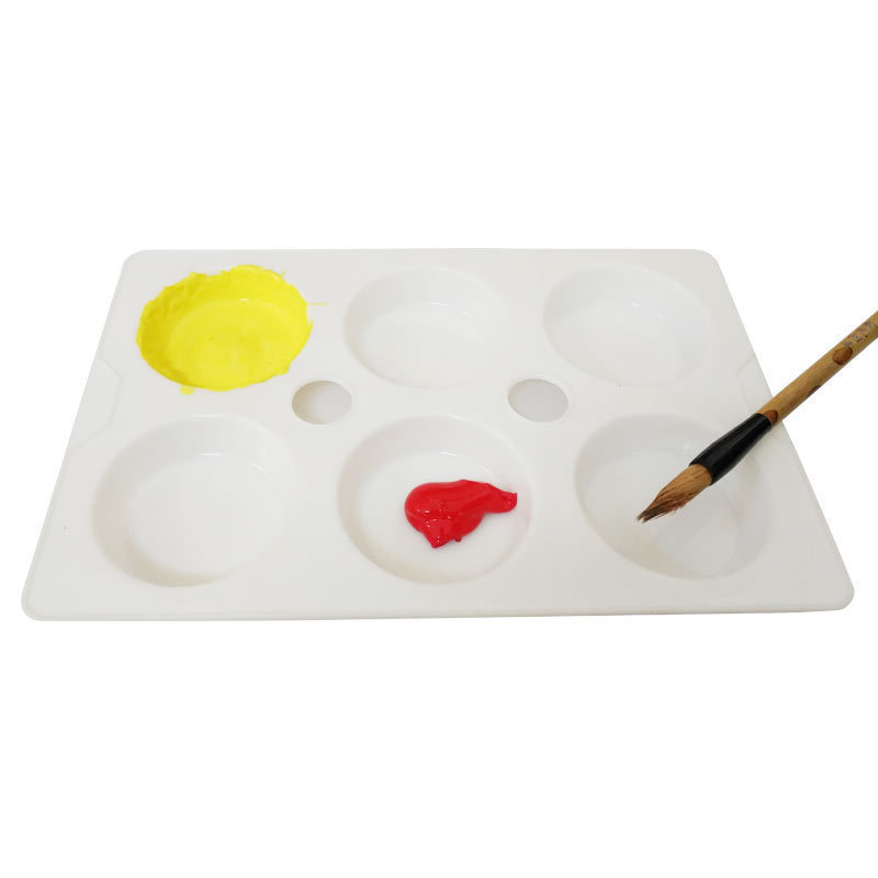 美术教具六孔颜料盘幼儿园美劳工具用品绘画材料涂鸦画画调色盘