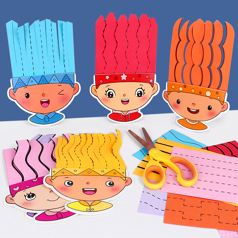 理发师创意剪纸diy儿童手工幼儿园小班生活操作区域自制材料投放