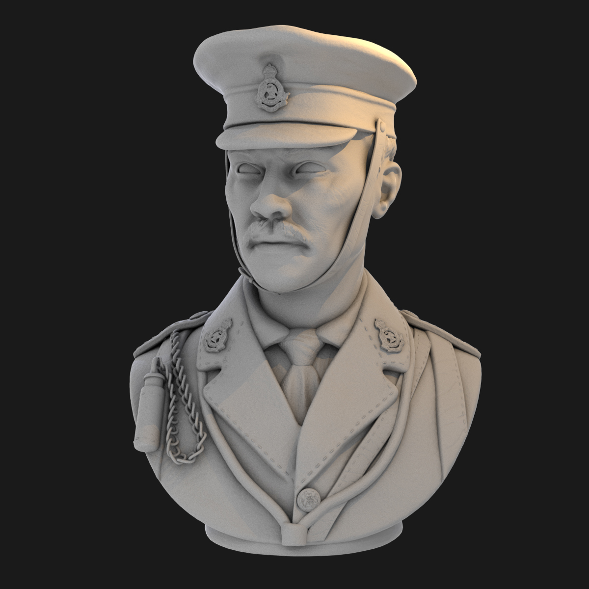 1/10英国骑兵军官胸像 1比16GK白模 3D打印树脂手办模型 40