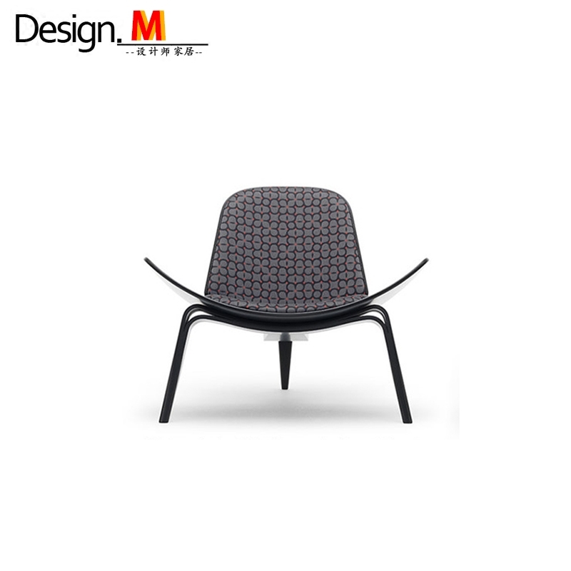 设计师家shell chair/三角贝壳休闲椅皮艺软包弯板曲木微笑飞机椅