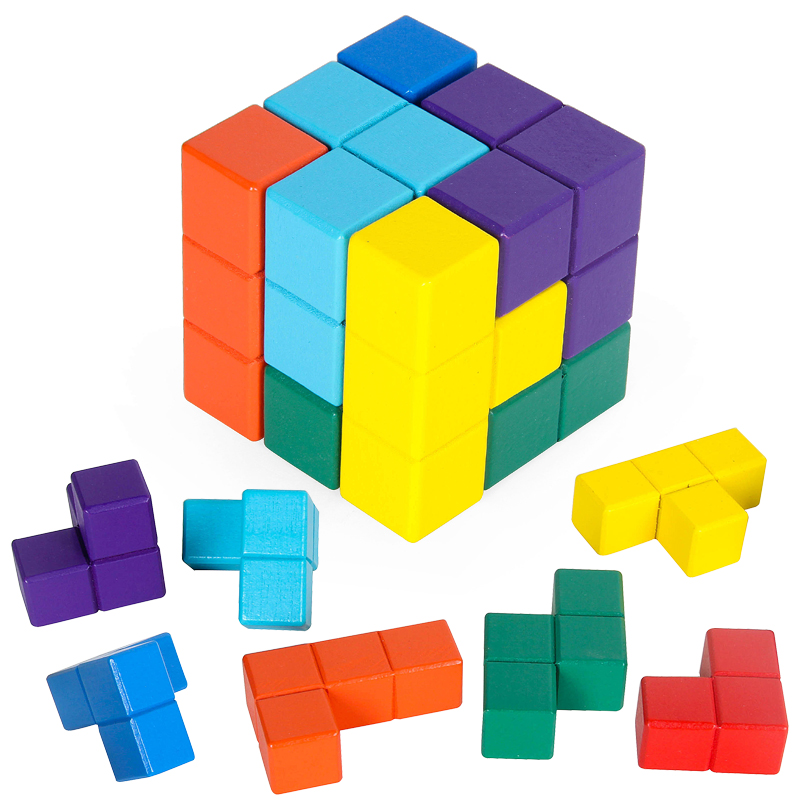 索玛立方体积木俄罗斯方块几何立体七巧板儿童益智数学生拼图玩具