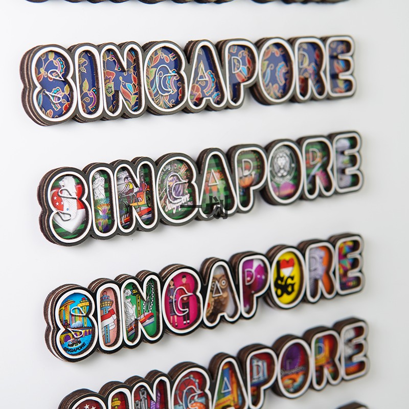 世界各地各国新加坡旅游纪念品木质冰箱贴字母鱼尾狮动物园多款