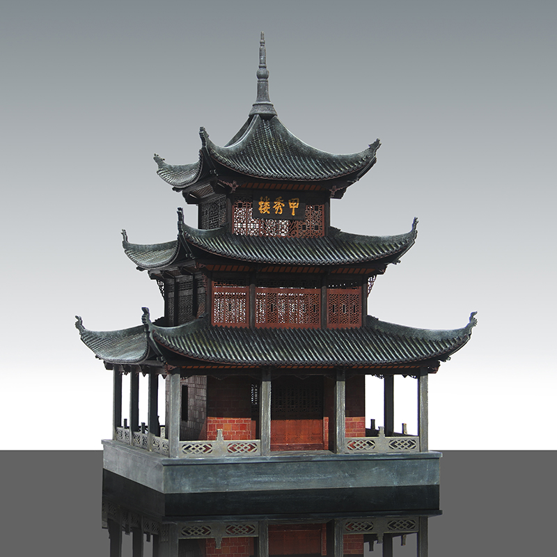 中式中国风明朝传统手工古建筑模型贵阳甲秀楼民族建筑阁楼房子