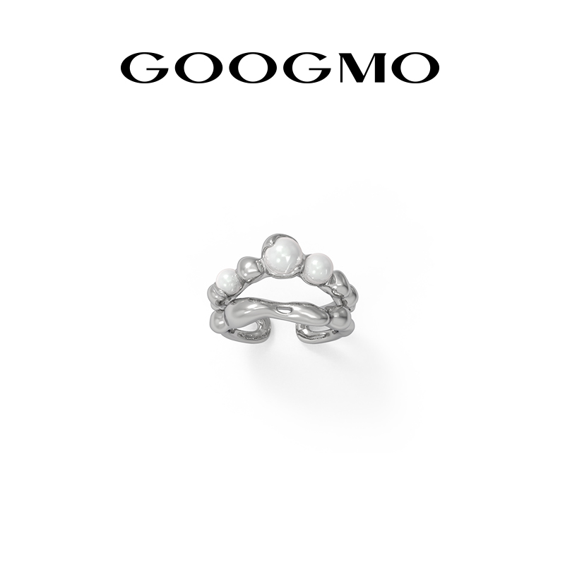GOOGMO失重系列珍珠开口戒指女手饰礼物小众设计可调节时尚食指戒