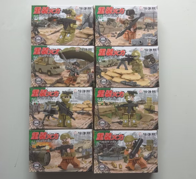 迪龙积木8025军事积木人仔益智拼装玩具中东战重装火力士兵模型