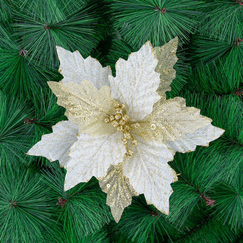 圣诞树装饰挂件白金色圣诞花环圣诞藤条装饰品圣诞节装饰场景布置
