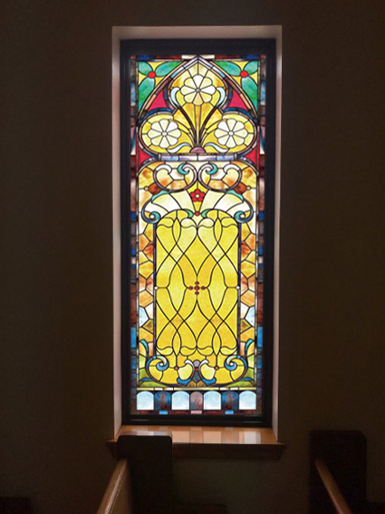 歌特式复古教堂彩色玻璃贴膜 阳台窗户移门玻璃防晒不透明贴纸