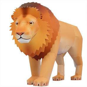 满68包邮3D手工制作立体折纸动物纸模型DIY动物园野生雄狮狮子