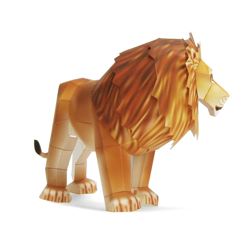 儿童手工折纸DIY拼装立体3D纸质模型玩具制作仿真动物狮子纸玩偶