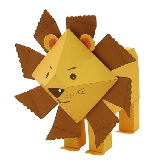 卡通小动物狮子纸玩偶3d立体纸模型DIY手工制作儿童折纸益智玩具