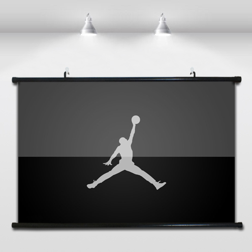 NBA乔丹经典动作标志复古黑白艺术装饰画房间墙布画篮球海报挂画