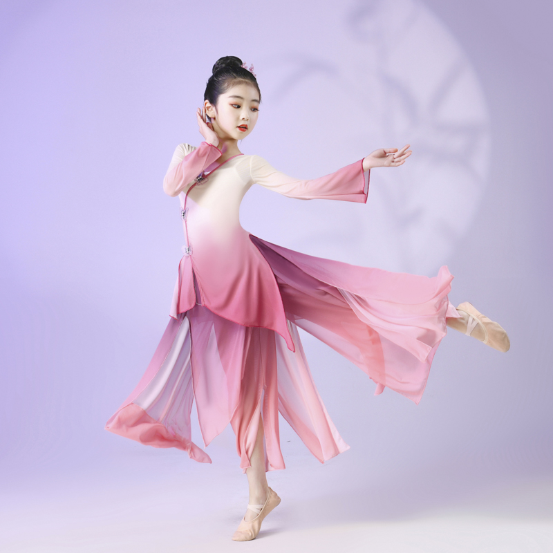 儿童古典舞蹈服中国风扇子舞裤裙飘逸纱衣女童表演服中国舞演出服