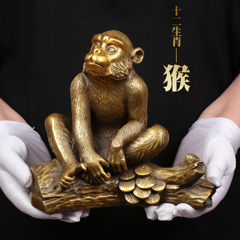 皇轩 铜猴摆件猴子风水家居工艺品装饰品摆设 吉祥物十二生肖猴
