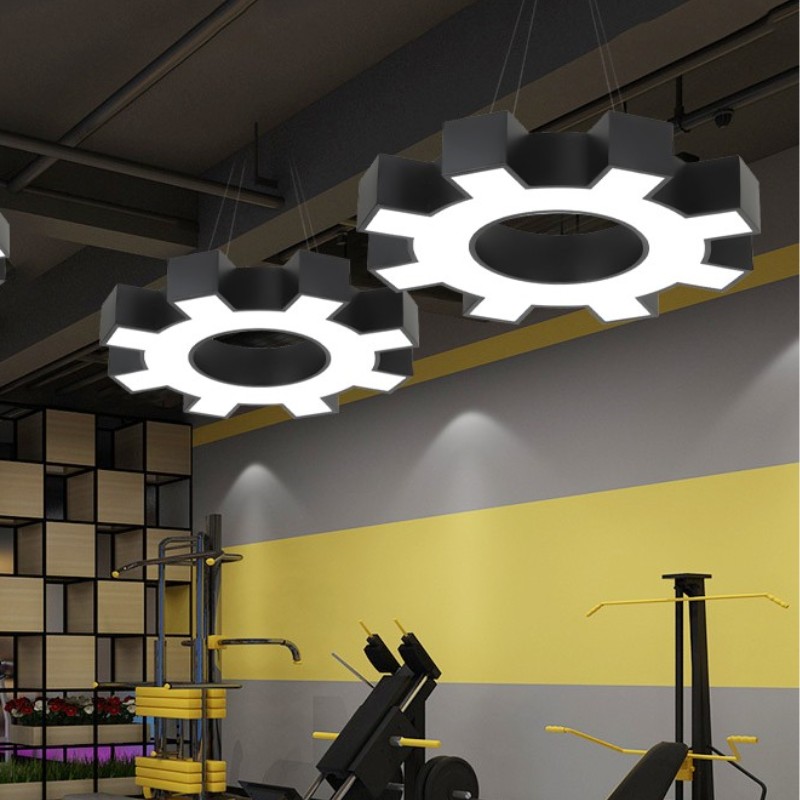 led齿轮造型吊灯工作室办公室吸顶灯网咖科技感艺术灯健身房吊灯