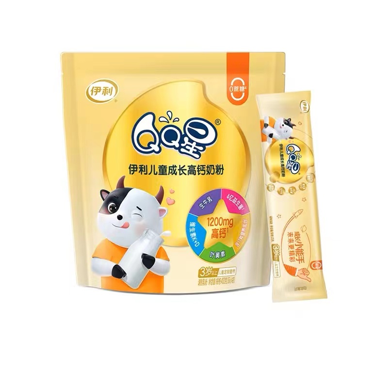 伊利QQ星儿童成长高钙奶粉400g袋装16小条方便装 3岁以上儿童