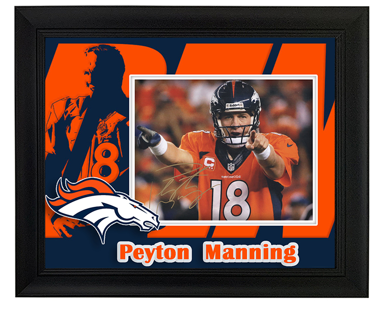 丹佛野马队 佩顿曼宁 Peyton Manning 亲笔签名照片SA证书 装裱
