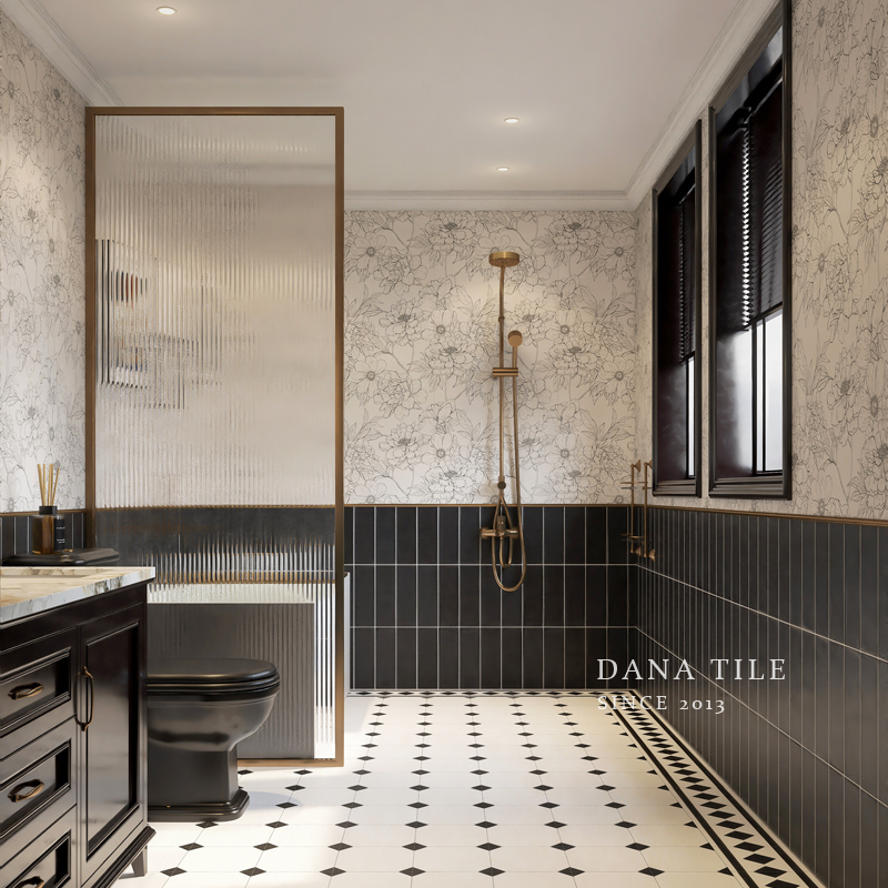 法式牡丹图花砖600X1200厨房卫生间浴室墙砖奶油白素色微水泥地砖