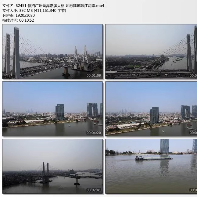 航拍广州番禺洛溪大桥 地标建筑珠江两岸 高清实拍视频素材