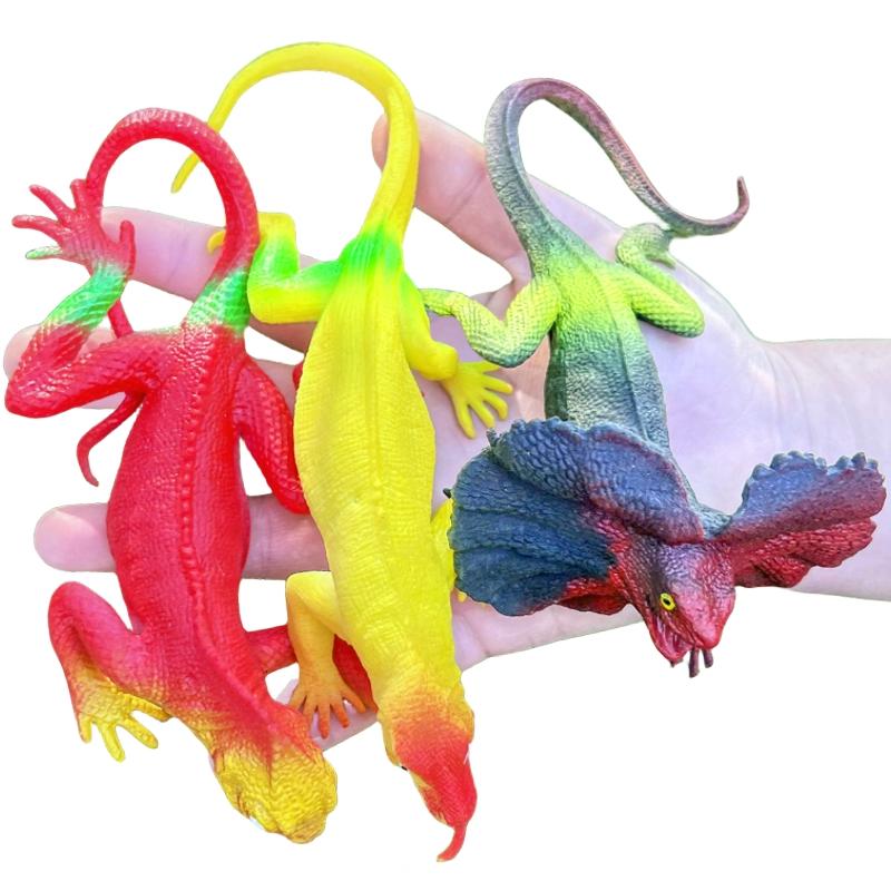 软胶仿真蜥蜴变色龙恐龙四脚蛇套装幼儿园儿童过家家玩具动物模型
