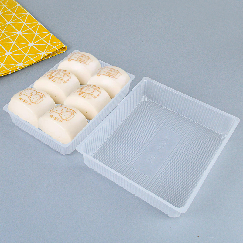 糕点包装盒一次性托盒包子花卷打包盒速冻锅贴塑料托盘方形馒头盒