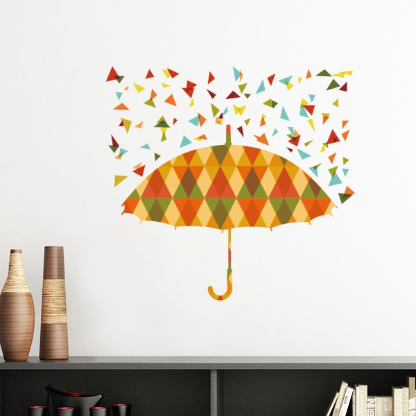 雨雨伞天气水滴插画墙贴壁纸房间贴花