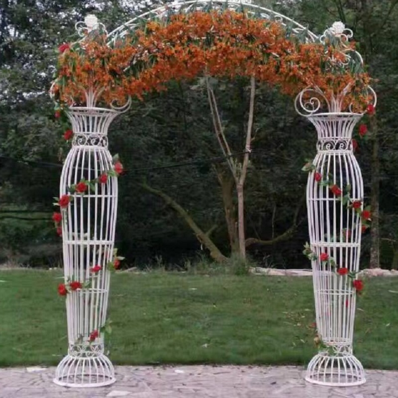 架子拍摄道具拱门花瓶婚礼摆件白色铁艺欧式门婚庆花花园户外入场