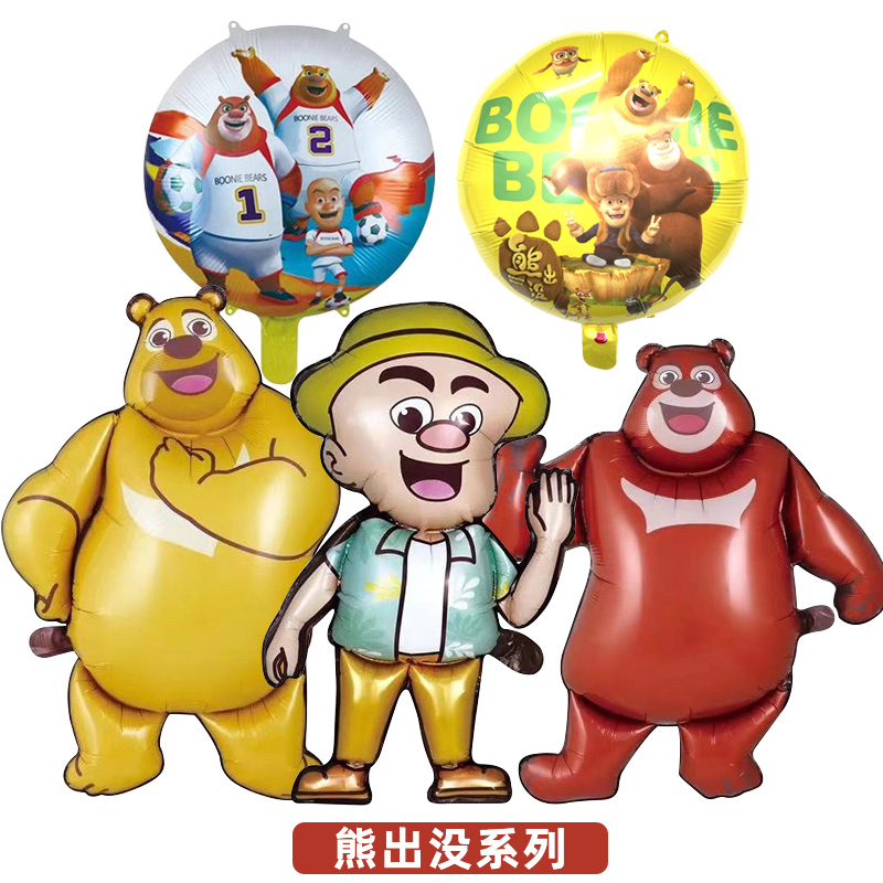 正版授权熊出没卡通铝膜气球光头强熊大熊二生日派对布置装饰气球