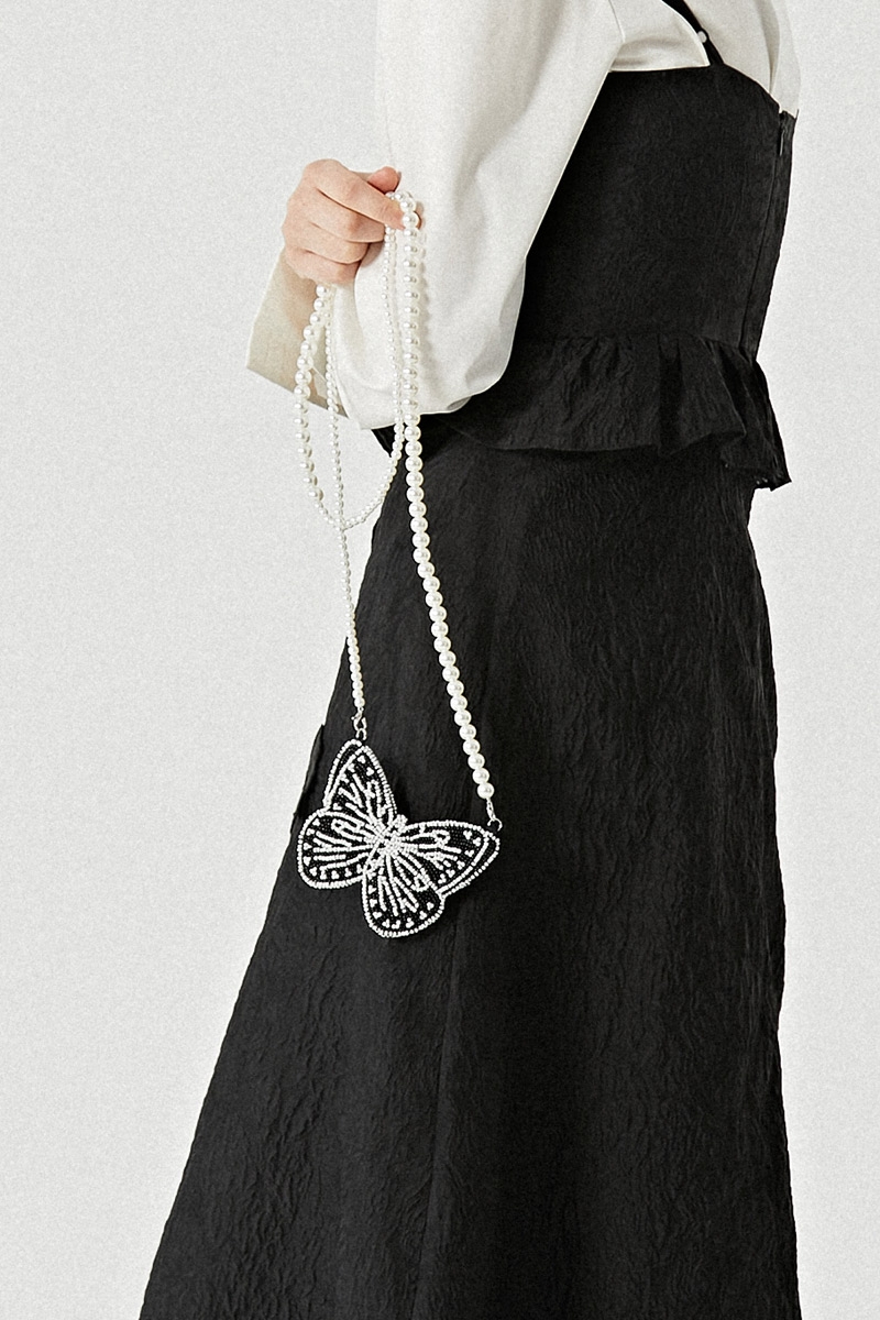 XUNRUO熏若 手工珠绣mini蝴蝶造型包包 黑白色独立设计师品牌原创
